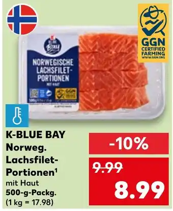 Kaufland K-BLUE BAY Norweg. Lachsfilet-Portionen¹ 500-g-Packg. Angebot