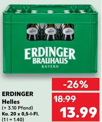 Kaufland ERDINGER Helles Ka. 20 x 0,5 l Fl. Angebot