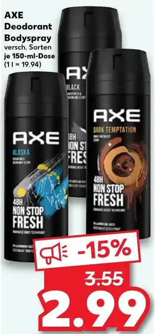 Kaufland AXE Deodorant Bodyspray 150 ml Dose Angebot