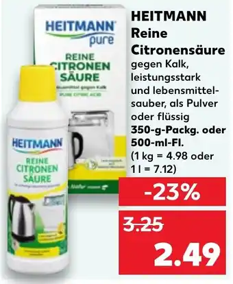 Kaufland HEITMANN REINE CITRONENSÄURE 350 g Packg oder 500 ml Fl. Angebot