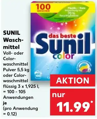 Kaufland SUNIL Wasch- mittel 100-105 Anwendungen Angebot