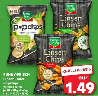 Kaufland FUNNY-FRISCH Linsen- oder Popchips 80-90 g Packg. Angebot