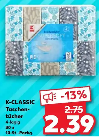 Kaufland K-CLASSIC Taschen- tücher 30 x 10 St.Packg. Angebot