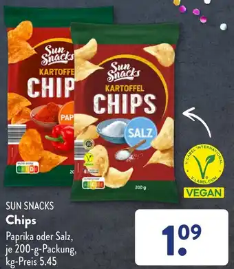 Aldi Süd SUN SNACKS Chips 200 g Packung Angebot