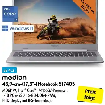 Aldi Süd Medion 43,9 cm (17,3")Notebook S17405 Angebot