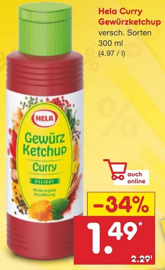 Hela Curry Gewürzketchup 300 ml Angebot bei Netto MarkenDiscount