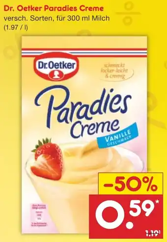 Netto Marken-Discount Dr. Oetker Paradies Creme 300 ml Angebot