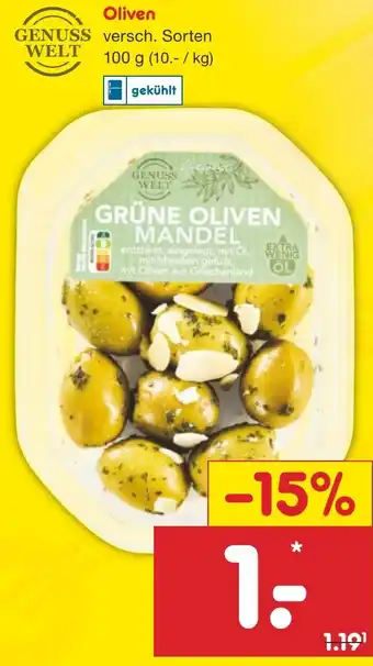 Netto Marken-Discount GENUSS WELT Oliven 100 g Angebot