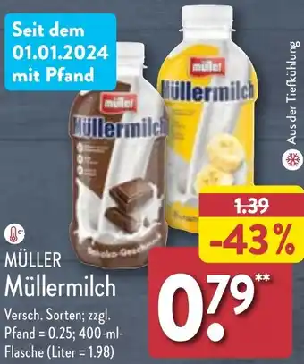 Aldi Nord MÜLLER Müllermilch 400 ml Flasche Angebot