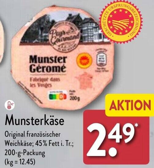 Munsterkäse 200 g Packung Angebot bei Aldi Nord