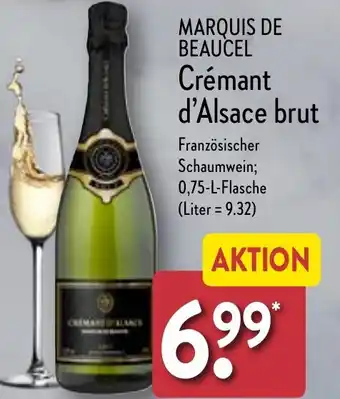 Aldi Nord MARQUIS DE BEAUCEL Crémant d'Alsace brut 0,75 L Flasche Angebot