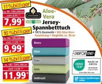 Norma DREAMTEX Aloe Vera Jersey-Spannbetttuch Angebot