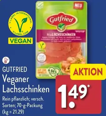 Aldi Nord GUTFRIED Veganer Lachsschinken 70 g Packung Angebot