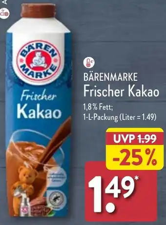 Aldi Nord BÄRENMARKE Frischer Kakao 1 L Packung Angebot