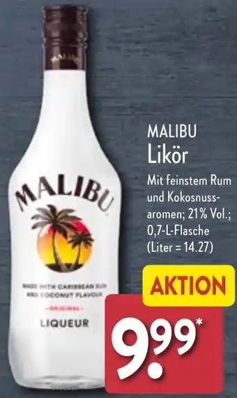 Aldi Nord MALIBU Likör 0,7 L Flasche Angebot