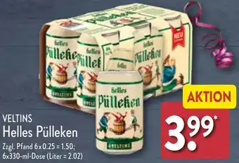 Aldi Nord VELTINS Helles Pülleken 6x330 ml Dose Angebot