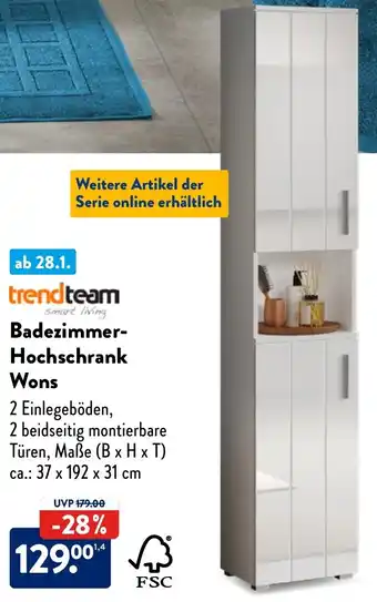 Aldi Nord trend team Badezimmer Hochschrank Wons Angebot