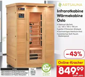 Netto Marken-Discount ARTSAUNA Infrarotkabine Wärmekabine Oslo Angebot