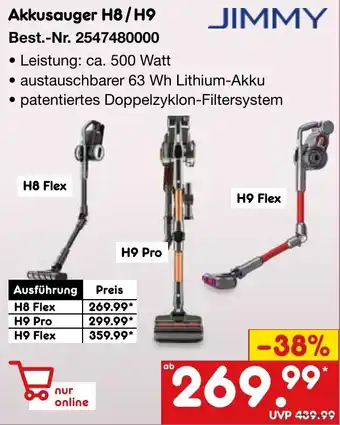 Netto Marken-Discount JIMMY Akkusauger H8/H9 Angebot