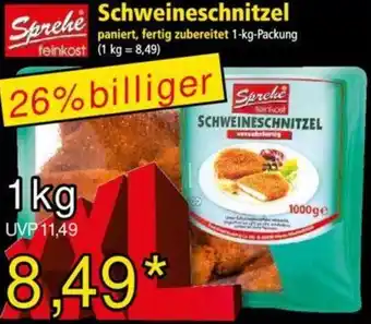 Norma Sprehe Schweineschnitzel 1 kg Packung Angebot