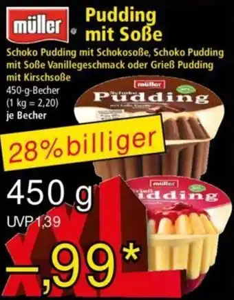 Norma müller Pudding mit Soße 450 g Becher Angebot