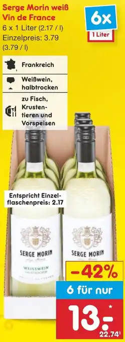 Netto Marken-Discount Serge Morin weiß Vin de France 6 x 1 Liter Angebot