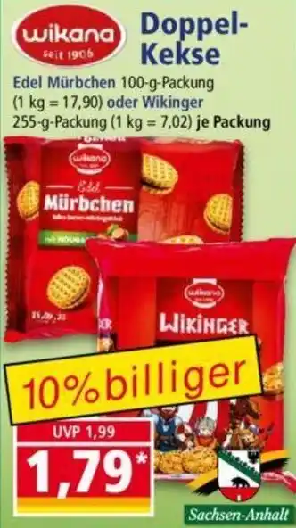 Norma Wikana Doppel-Kekse 100/255 g Packung Angebot