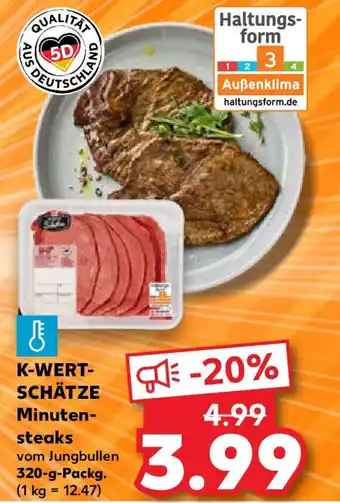 Kaufland K-WERT-SCHÄTZE Minuten- steaks 320-g-Packg. Angebot