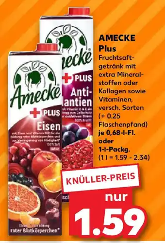 Kaufland AMECKE Plus Fruchtsaft- getränk 0,68 l Fl. oder 1 l Packg. Angebot