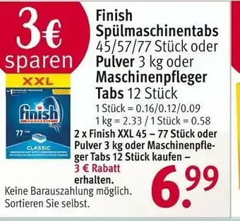 Rossmann Finish spülmaschinentabs, pulver oder maschinenpfleger tabs Angebot