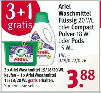 Rossmann Ariel waschmittel flüssig, compact, pulver oder pods Angebot