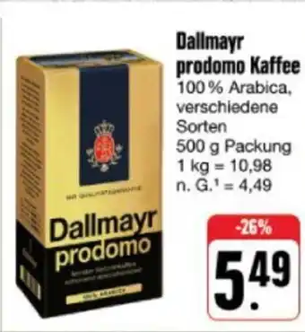 nah & gut Dallmayr prodomo Kaffee 100% Arabica, verschiedene Sorten 500 g Angebot