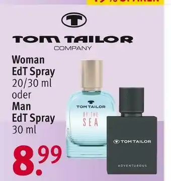 Rossmann Tom tailor woman edt spray oder man edt spray Angebot