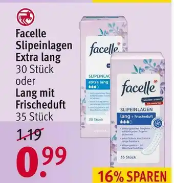 Rossmann Facelle slipeinlagen extra lang oder lang mit frischeduft Angebot