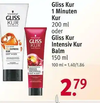 Rossmann Gliss kur 1 minuten kur oder intensiv kur balm Angebot