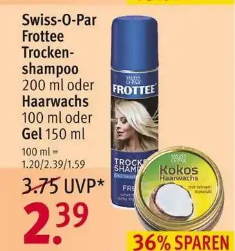 Rossmann Swiss-o-par frottee trockenshampoo, haarwachs oder gel Angebot