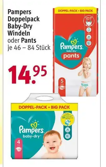 Rossmann Pampers doppelpack baby-dry windeln oder pants Angebot