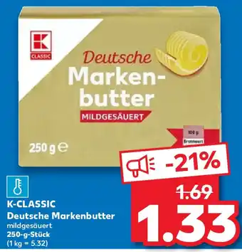 Kaufland K-CLASSIC Deutsche Markenbutter 250 g Stuck Angebot