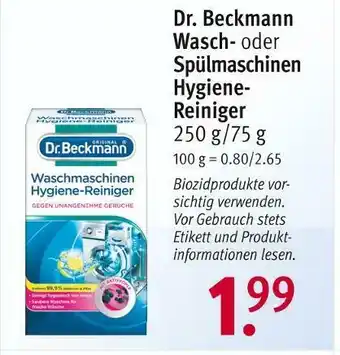 Rossmann Dr. beckmann wasch- oder spülmaschinen hygiene- reiniger Angebot