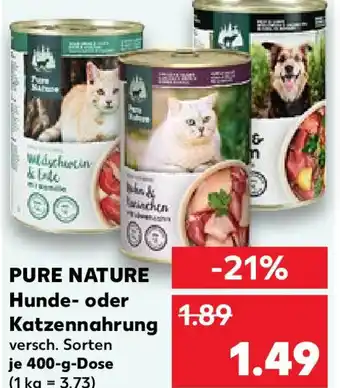 Kaufland PURE NATURE Hunde- oder Katzennahrung 400-g-Dose Angebot