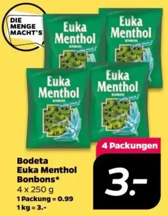 NETTO Bodeta Euka Menthol Bonbons 4 x 250 g Angebot