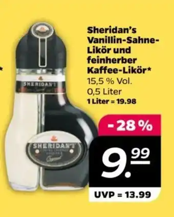 NETTO Sheridan's Vanillin-Sahne- Likör und feinherber Kaffee-Likör 0,5 Liter Angebot