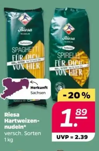 NETTO Riesa Riesa Hartweizen-nudeln* versch. Sorten 1 kg 1 kg Angebot