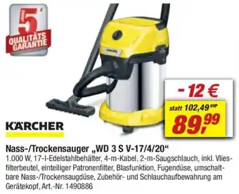 toom Baumarkt KÄRCHER Nass-/Trockensauger „WD 3 S V-17/4/20" Angebot