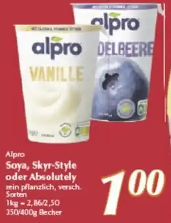 inkoop Alpro Soya, Skyr Style oder Absolutely 350/400g Becher Angebot