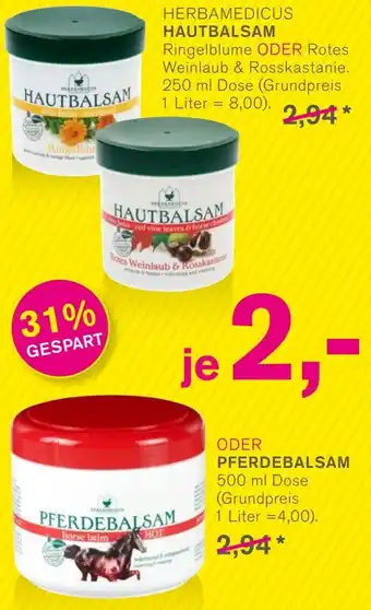 KODi HERBAMEDICUS HAUTBALSAM 250 ml ODER PFERDEBALSAM 500 ml Dose Angebot