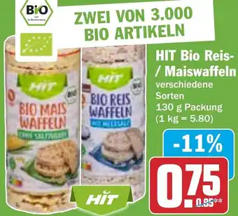 Hit HIT Bio Reis/Maiswaffeln 130 g Packung Angebot