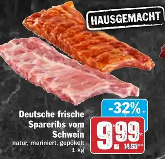 Hit Deutsche frische Spareribs vom Schwein 1 kg Angebot