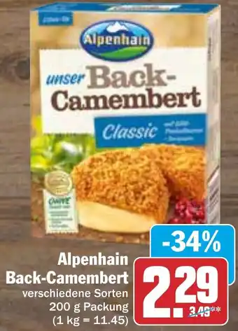 Hit Alpenhain Back-Camembert 200 g Packung Angebot