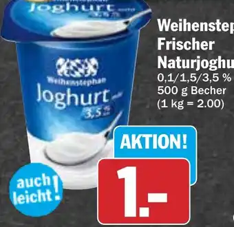 Hit Weihenstephan Frischer Naturjoghurt mild 500 g Becher Angebot